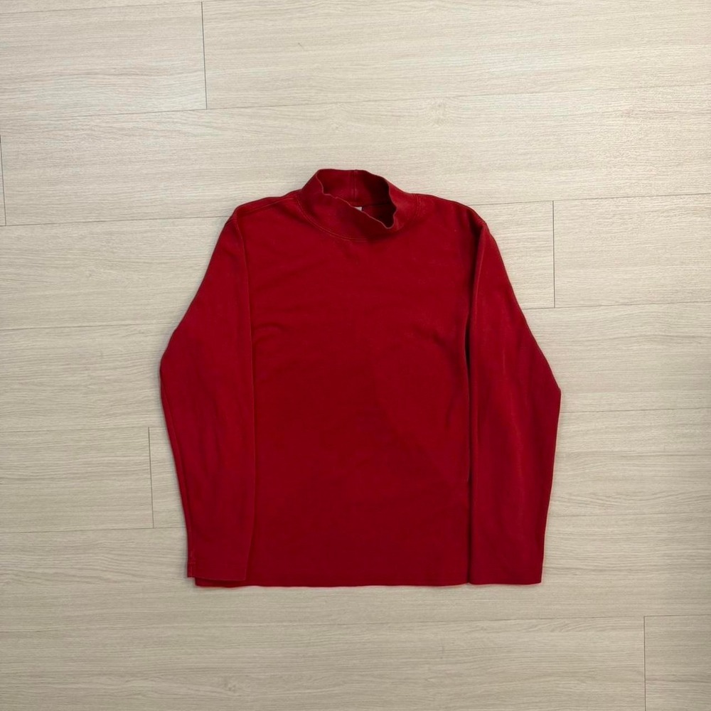 Vintage High Sierra Red 100% Cotton Mock Neck Shirt Woman's Size Medium 90's